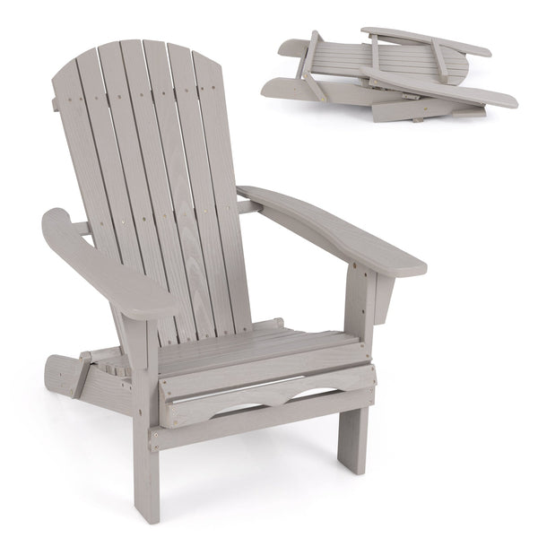 1 Piece Folding Adirondack Chair with High Backrest and Wide Armrests, photo 2 of 8