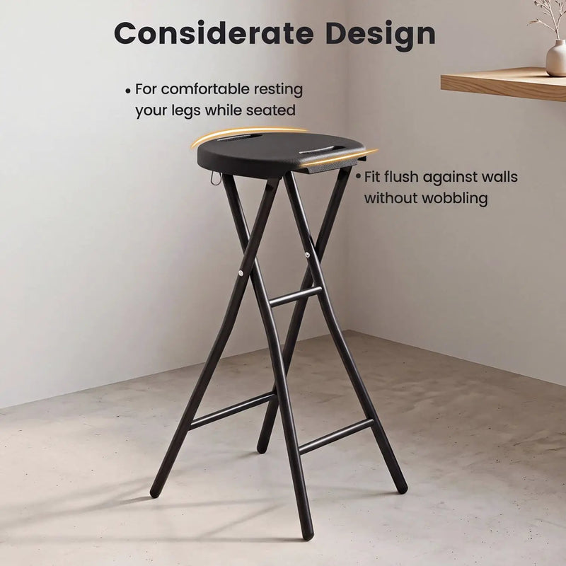 Folding Bar Stool Set of 2 - 27.5" Height with Carry Handle by DirectDeals