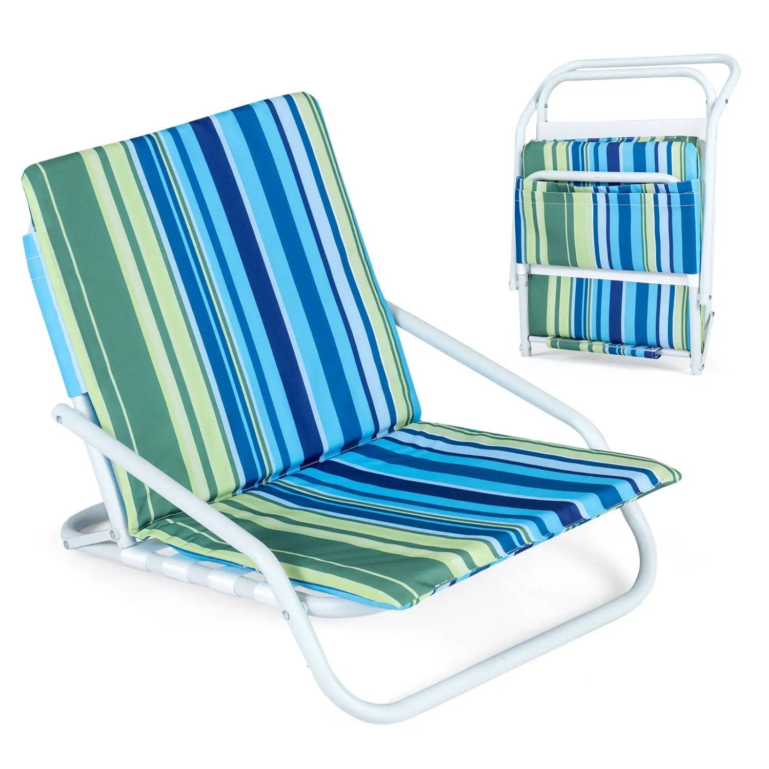 Folding Beach Chairs Set of 2 with Padded Seat by DirectDeals