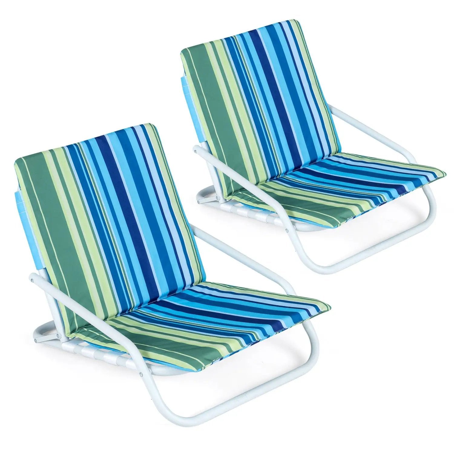 Folding Beach Chairs Set of 2 with Padded Seat by DirectDeals