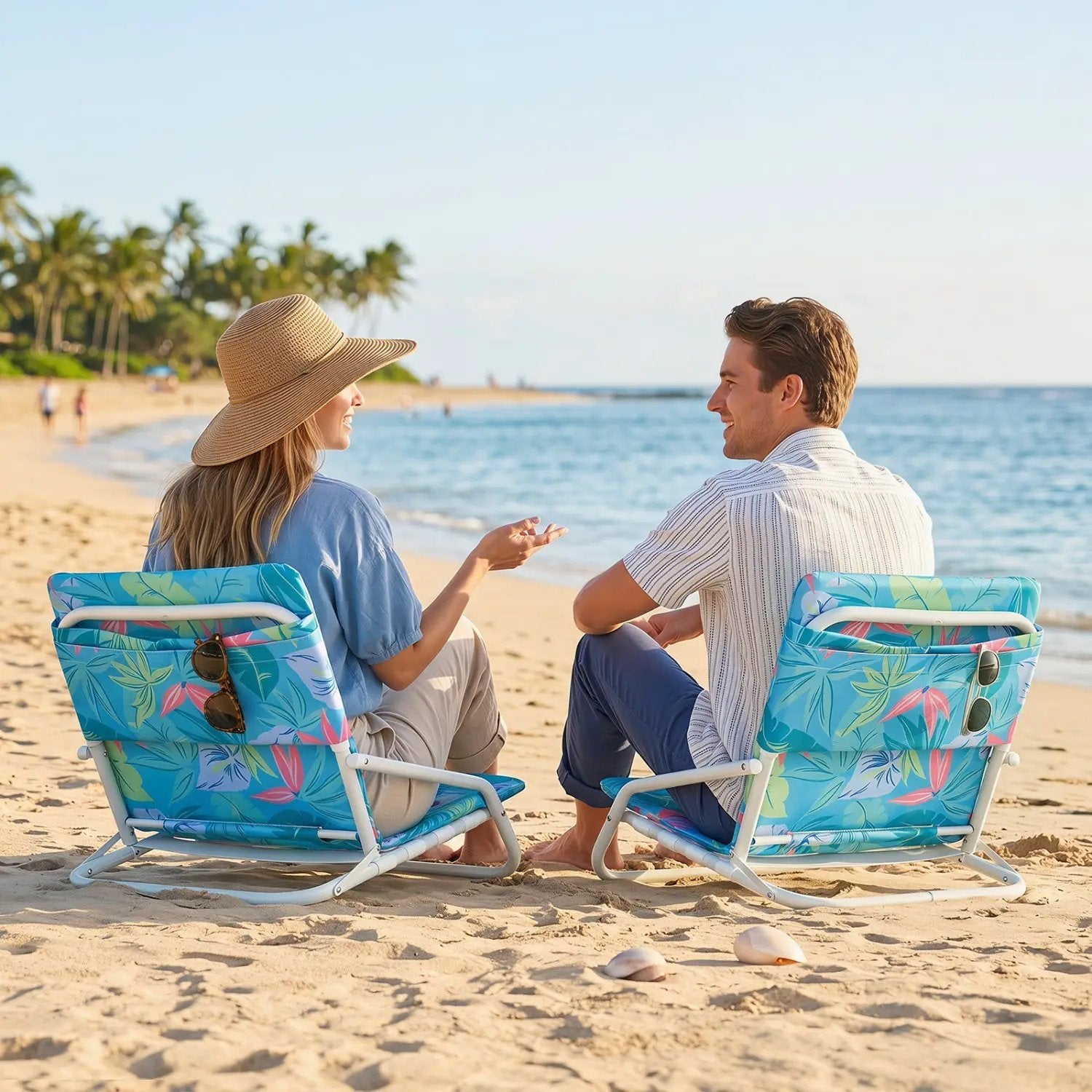 Folding Beach Chairs Set of 2 with Padded Seat by DirectDeals