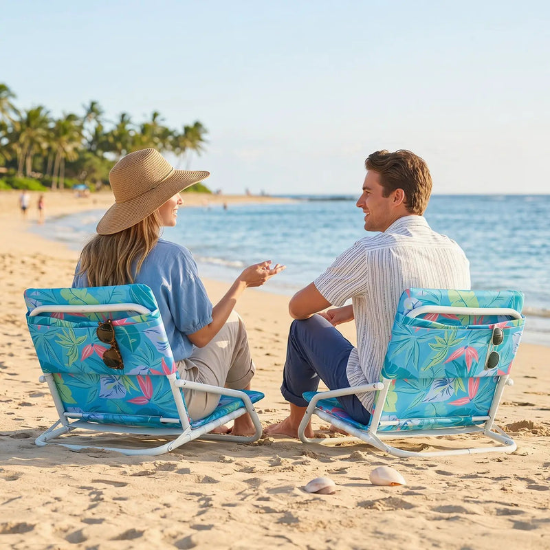 Folding Beach Chairs Set of 2 with Padded Seat by DirectDeals