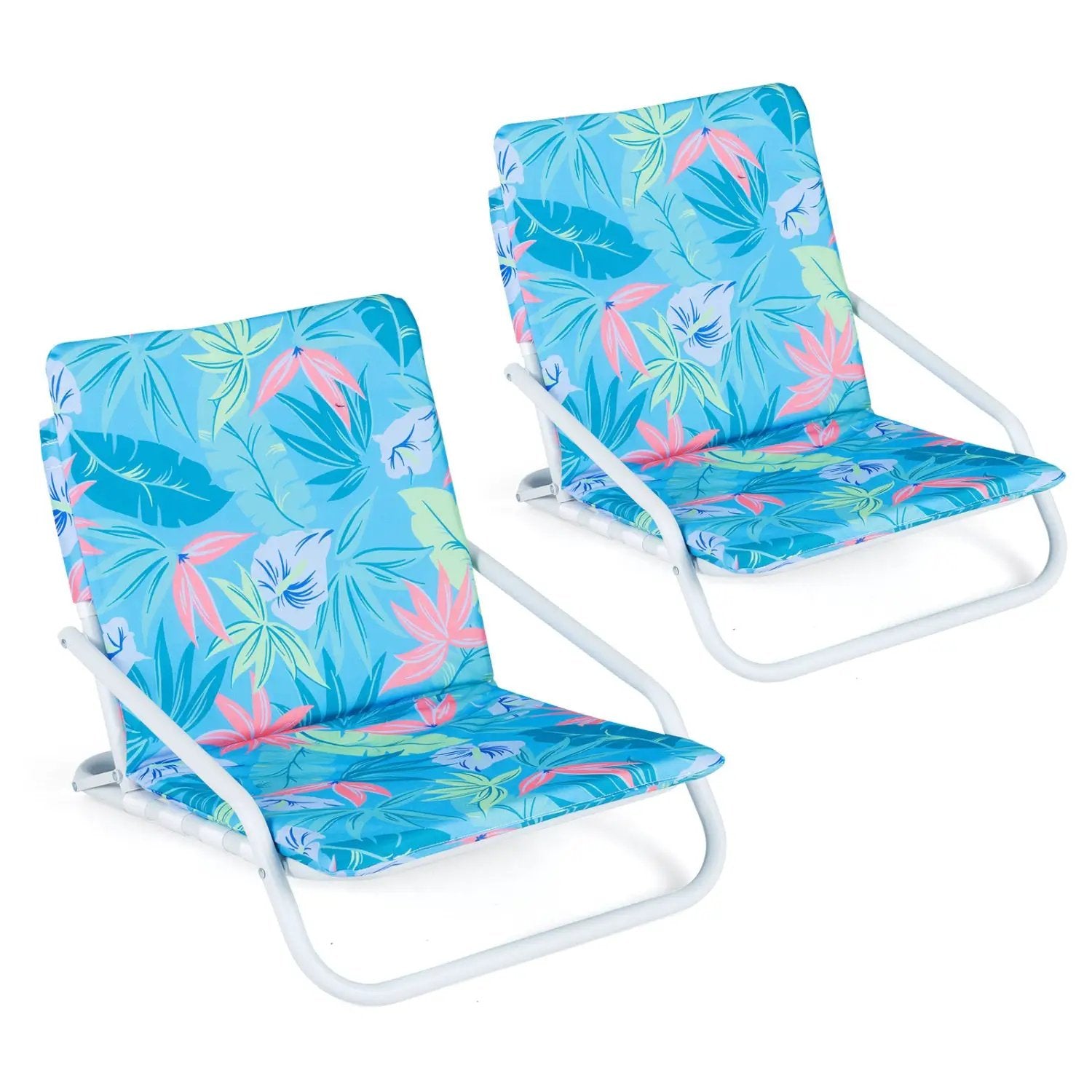 Folding Beach Chairs Set of 2 with Padded Seat by DirectDeals