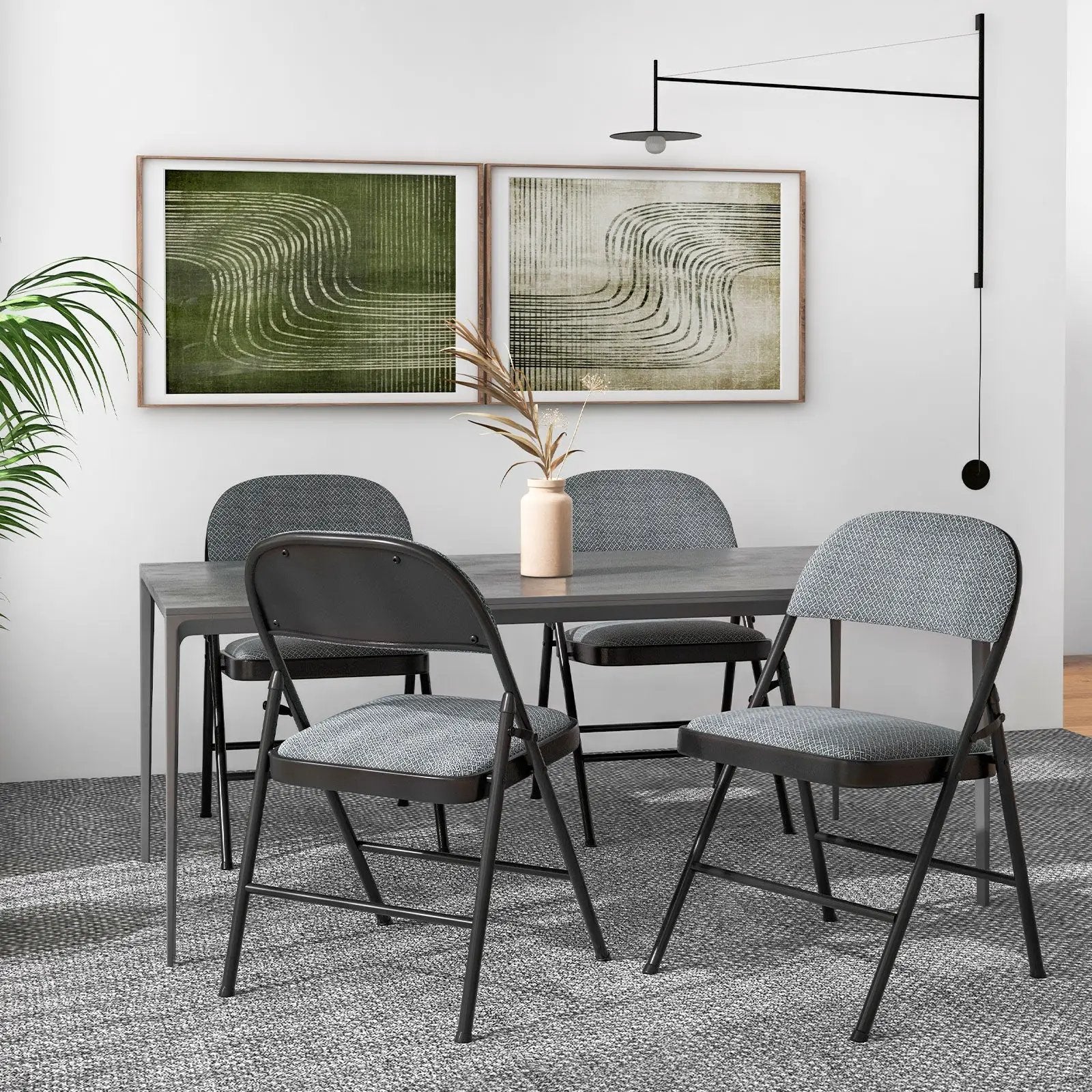 4 Pieces Fabric Upholstered Padded Seat Folding Chairs Seet by DirectDeals