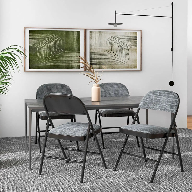 4 Pieces Fabric Upholstered Padded Seat Folding Chairs Seet by DirectDeals