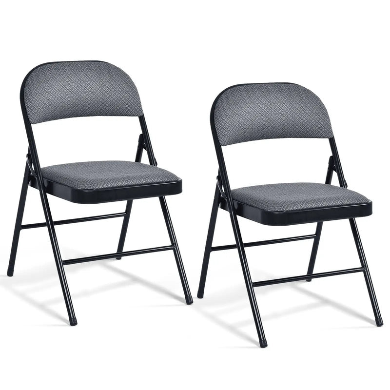 4 Pieces Fabric Upholstered Padded Seat Folding Chairs Seet by DirectDeals