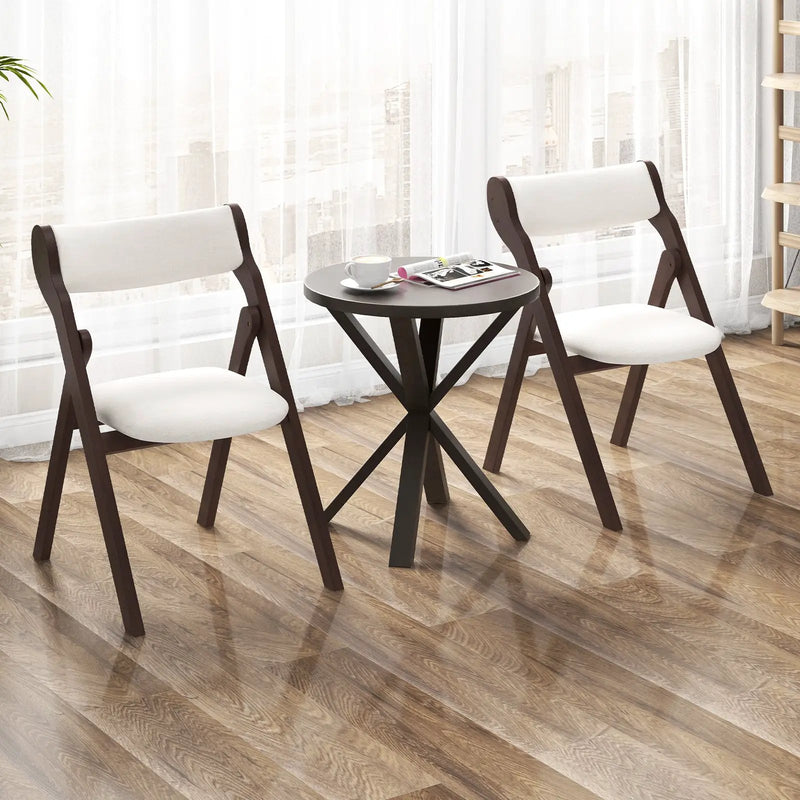 Set of 2 Folding Chairs with Comfy Padded Backrest and Seat-Brown by DirectDeals