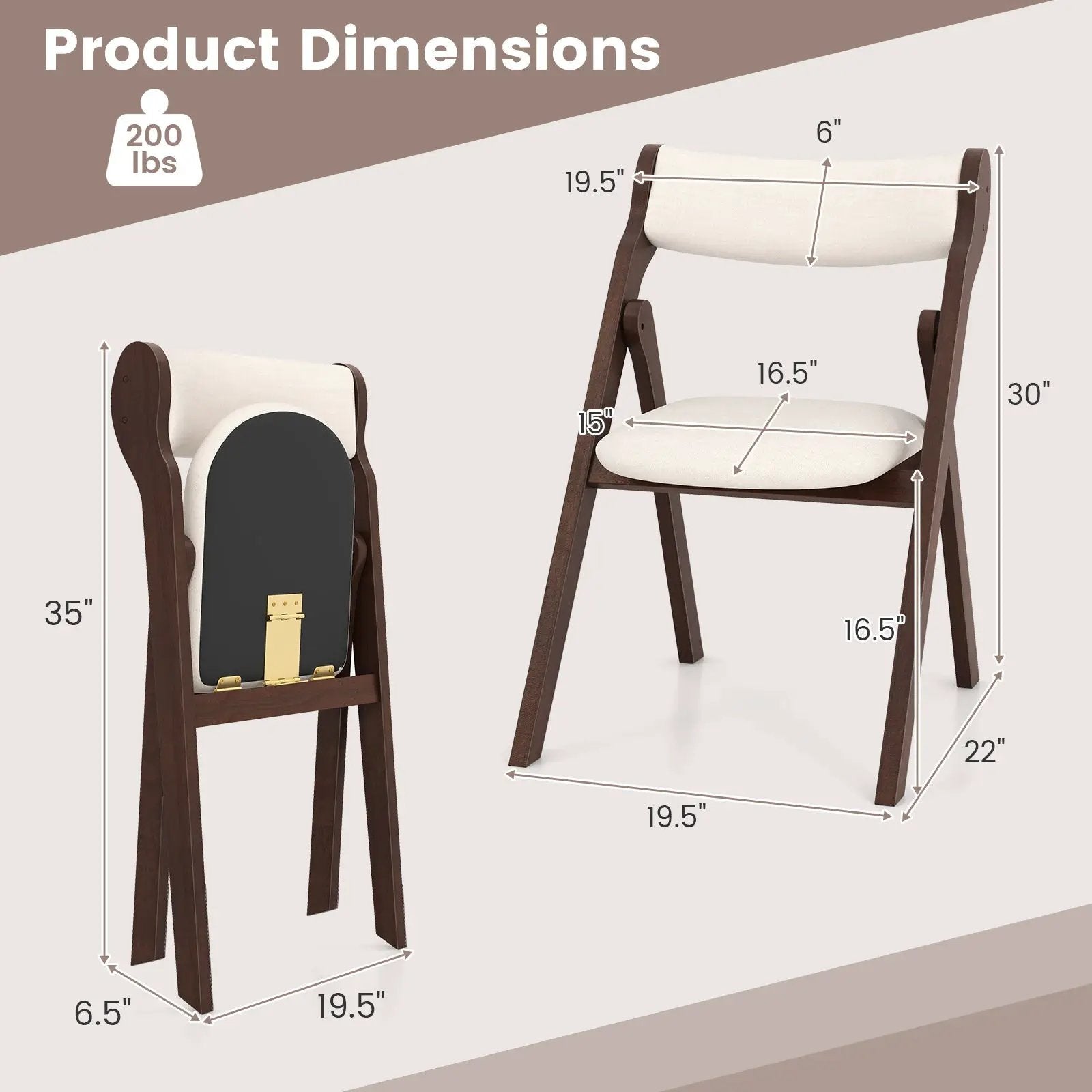 Set of 2 Folding Chairs with Comfy Padded Backrest and Seat-Brown by DirectDeals