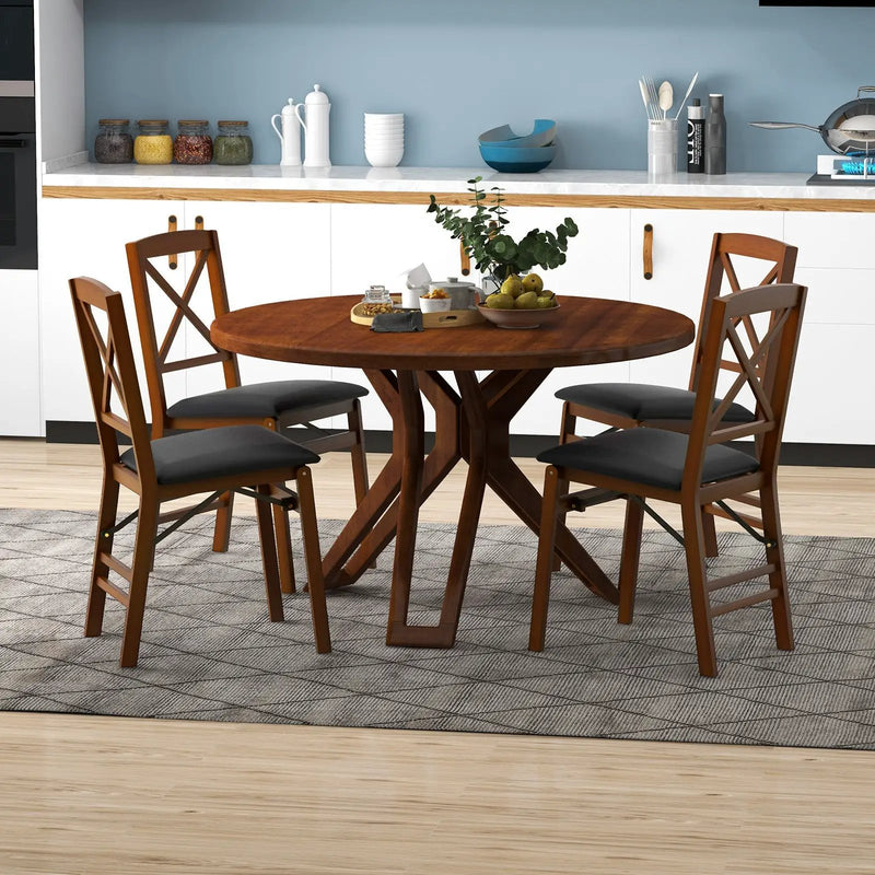 Set of 2 Folding Dining Chairs with 400 LBS Capacity-Brown by DirectDeals