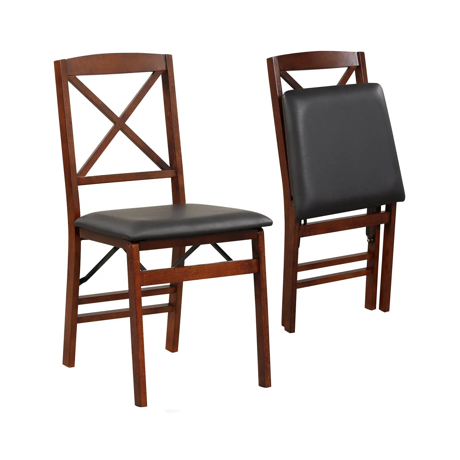 Set of 2 Folding Dining Chairs with 400 LBS Capacity-Brown by DirectDeals