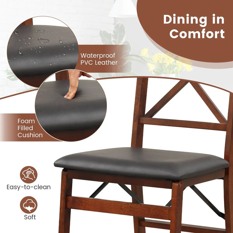 Set of 2 Folding Dining Chairs with 400 LBS Capacity-Brown by DirectDeals