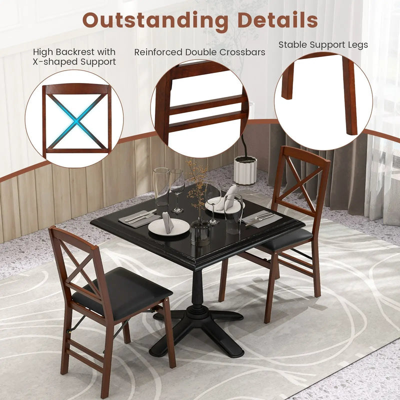 Set of 2 Folding Dining Chairs with 400 LBS Capacity-Brown by DirectDeals