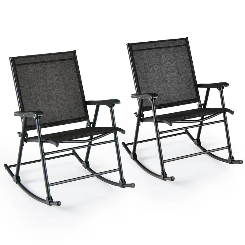 Folding Rocking Chair with Breathable Seat Fabric Set of 2 by DirectDeals