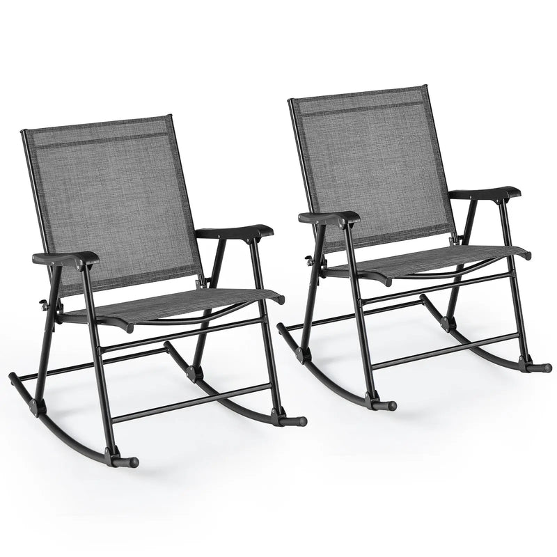 Folding Rocking Chair with Breathable Seat Fabric Set of 2 by DirectDeals