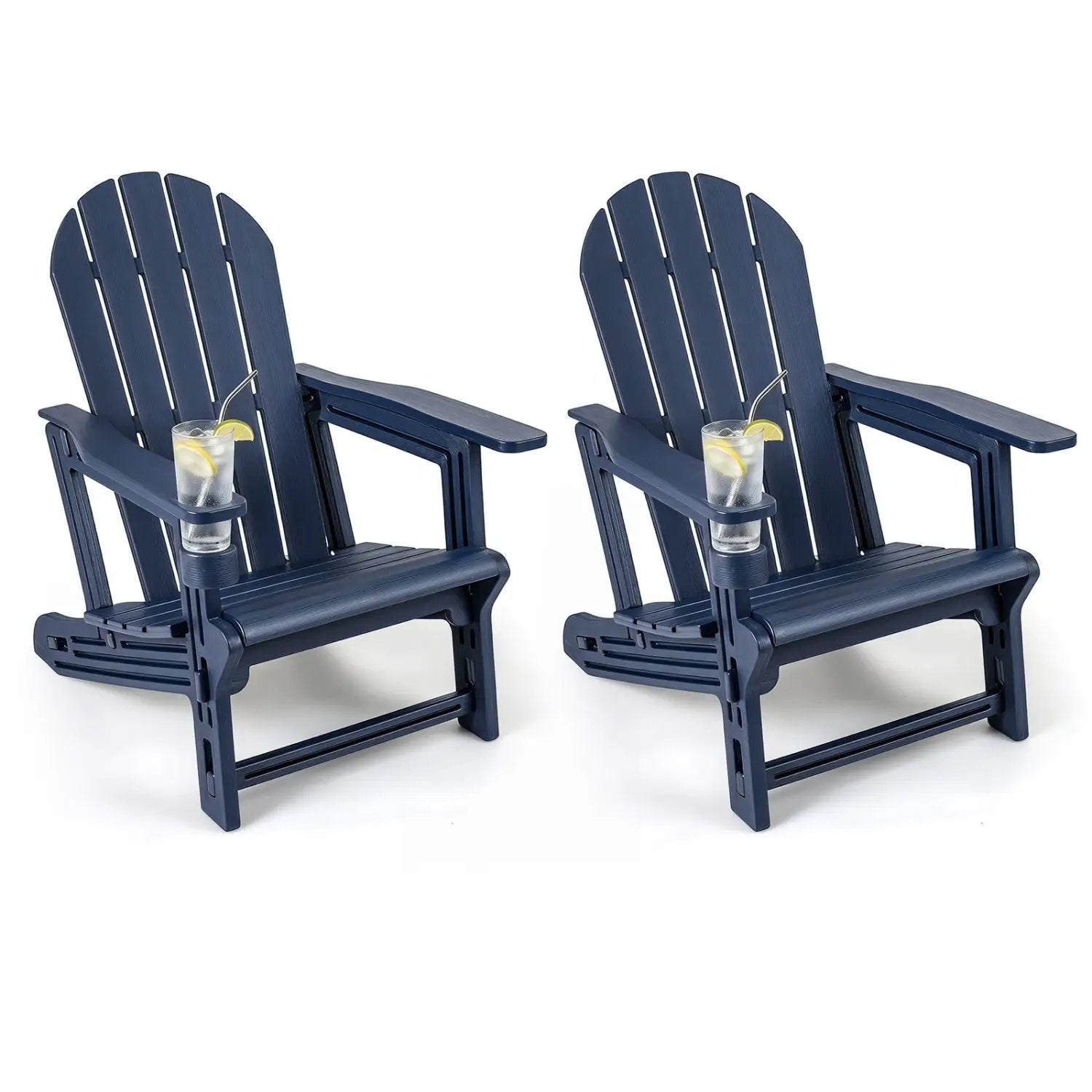 HDPE Adirondack Chairs Set of 2 with Cup Holders by DirectDeals