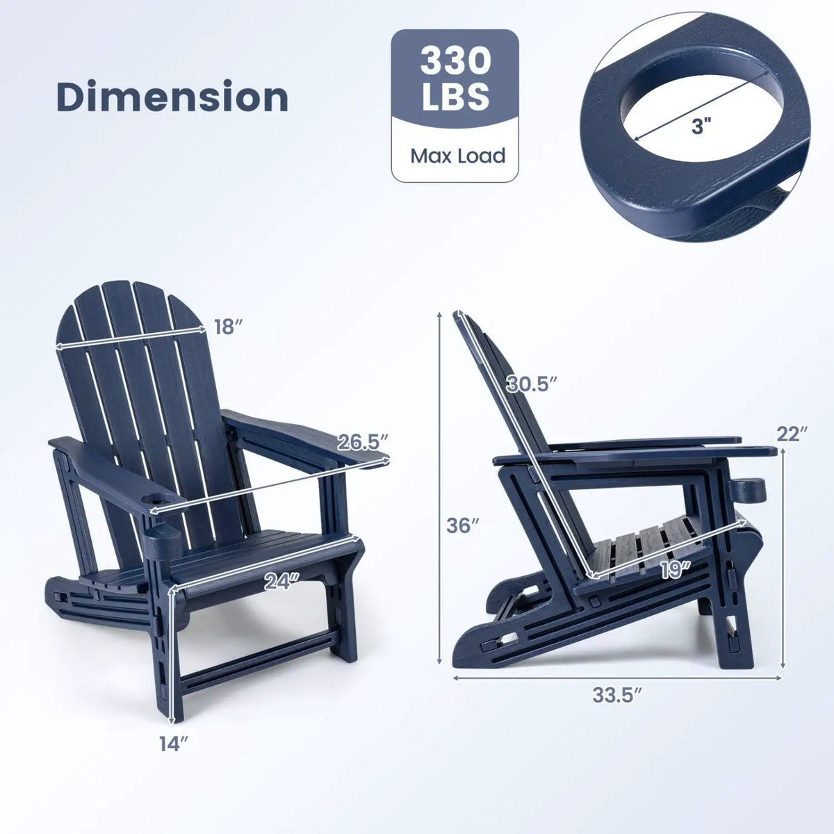 HDPE Adirondack Chairs Set of 2 with Cup Holders by DirectDeals