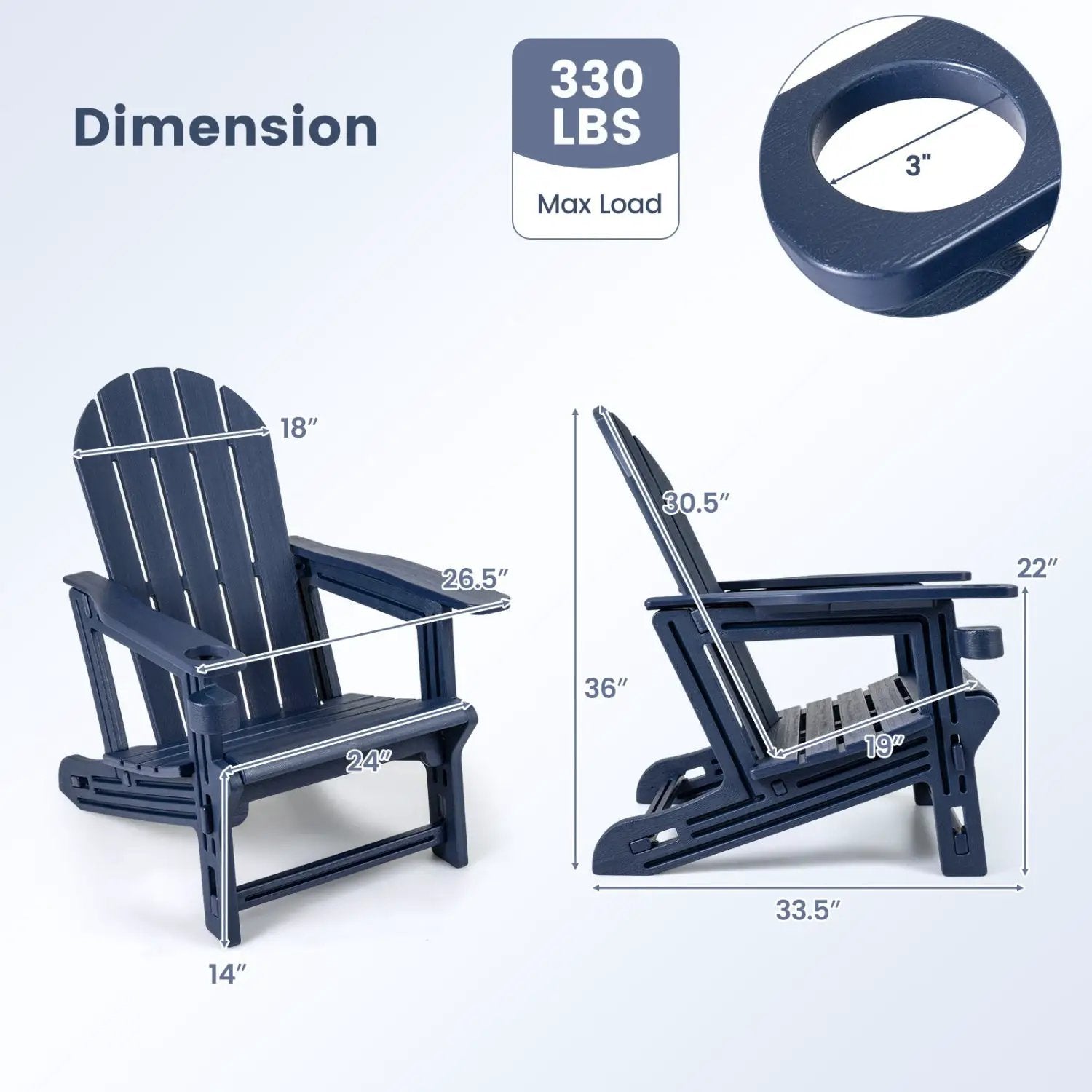 HDPE Adirondack Chairs Set of 2 with Cup Holders by DirectDeals