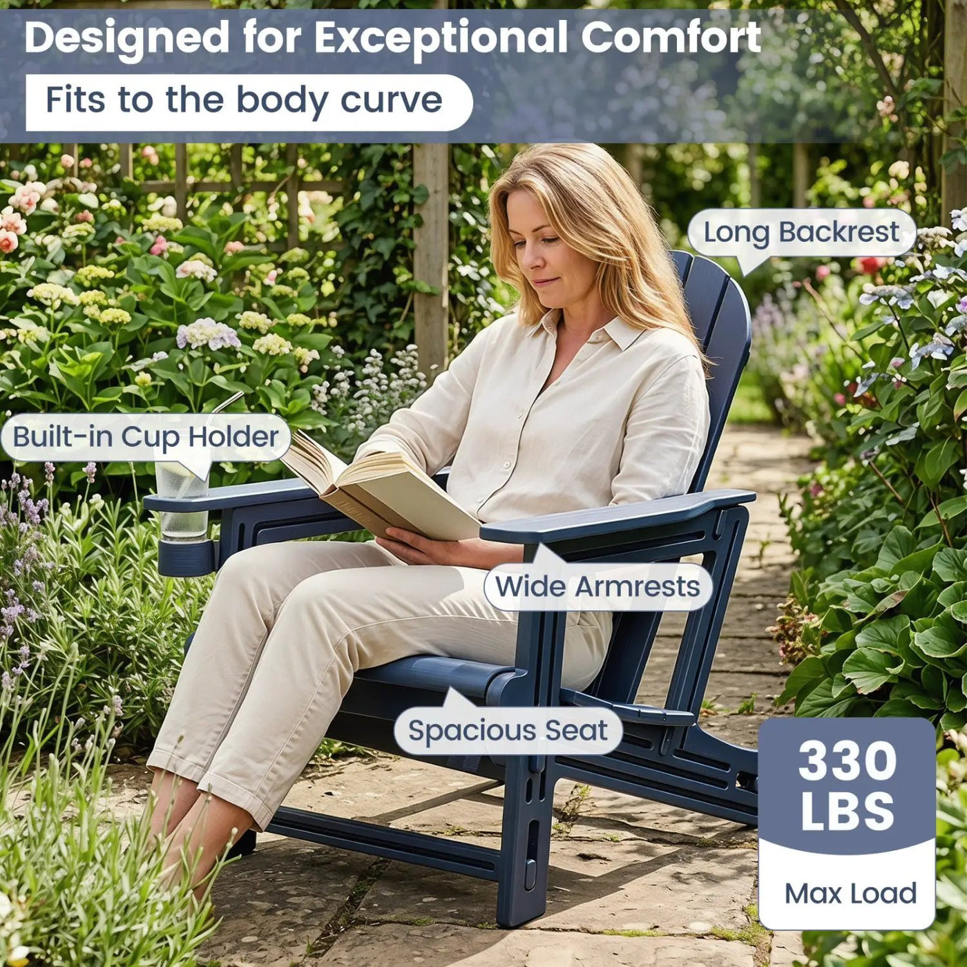 HDPE Adirondack Chairs Set of 2 with Cup Holders by DirectDeals