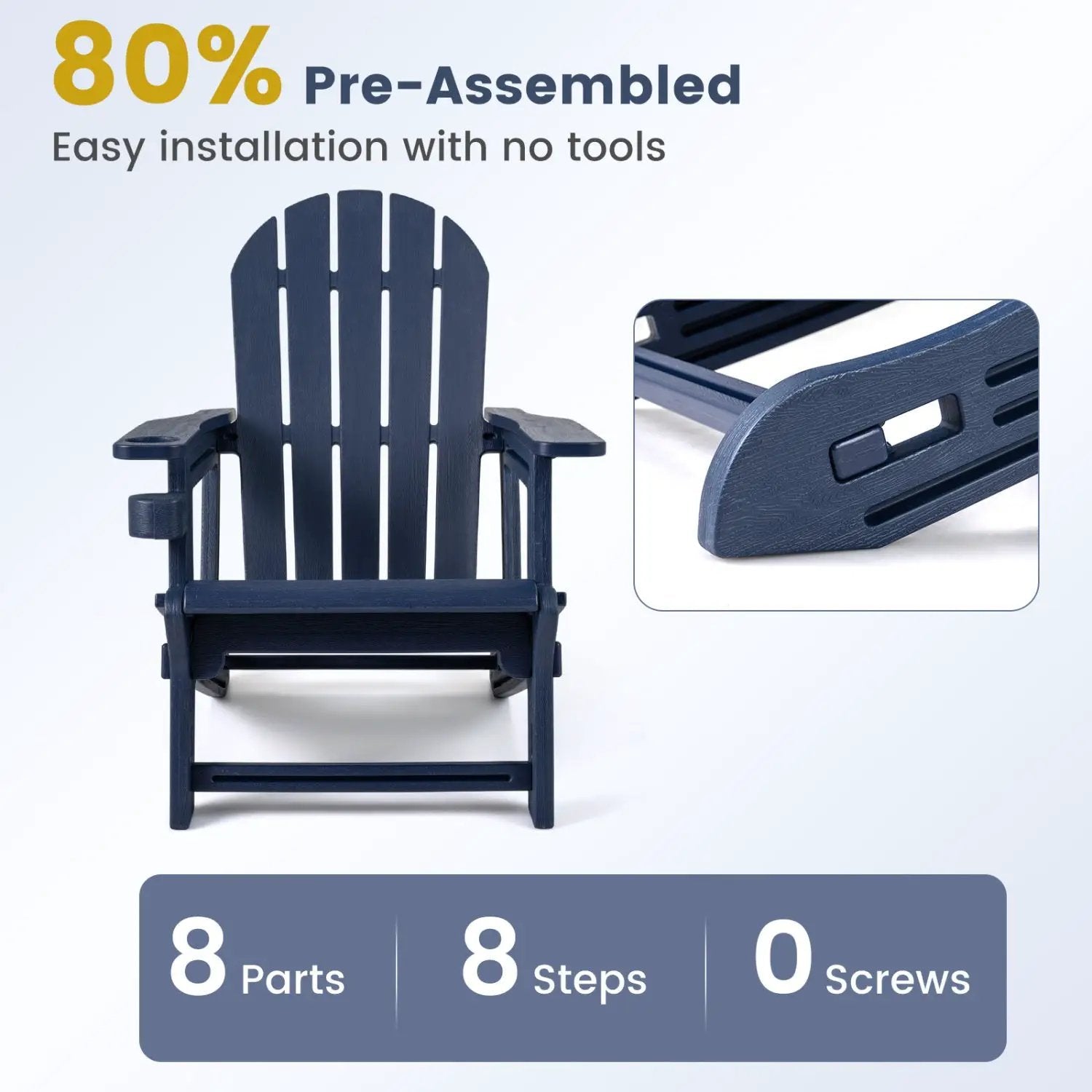 HDPE Adirondack Chairs Set of 2 with Cup Holders by DirectDeals