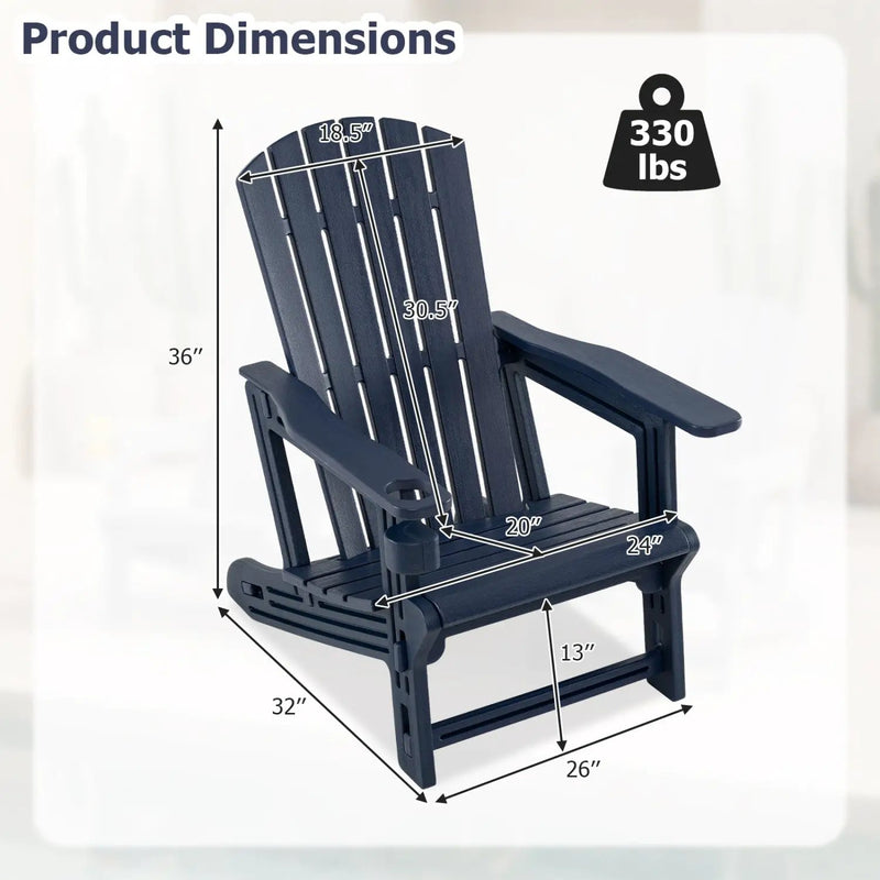 Adirondack Chairs Set of 2 HDPE with Cup Holders by DirectDeals