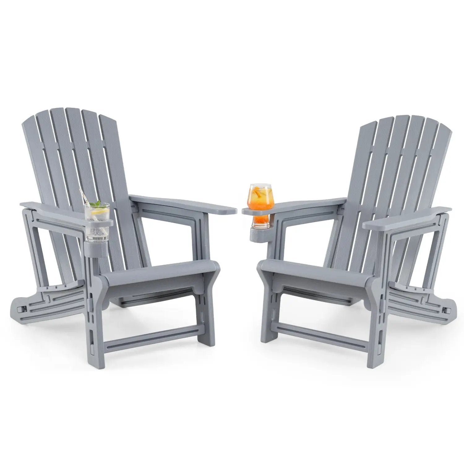 Adirondack Chairs Set of 2 HDPE with Cup Holders by DirectDeals