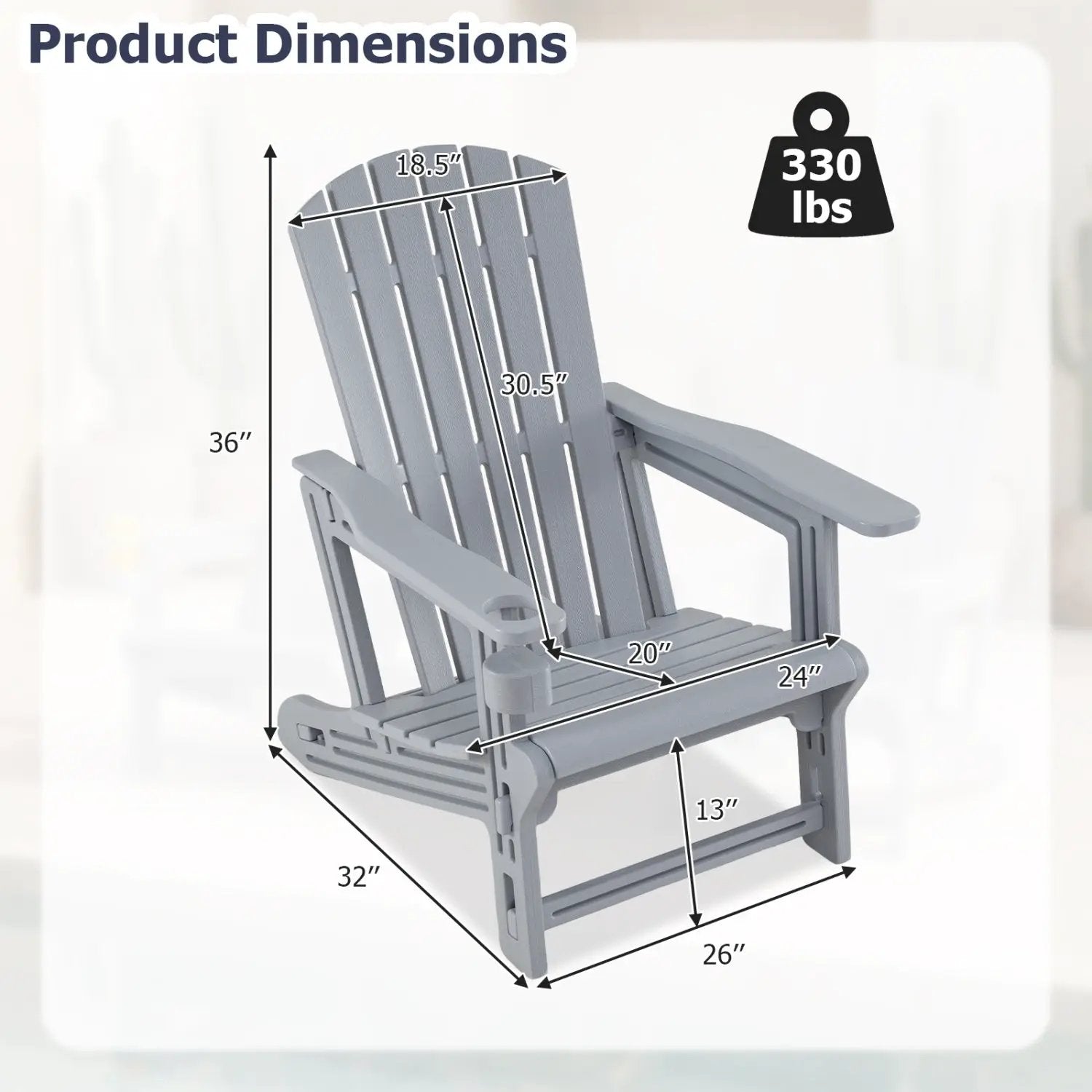 Adirondack Chairs Set of 2 HDPE with Cup Holders by DirectDeals