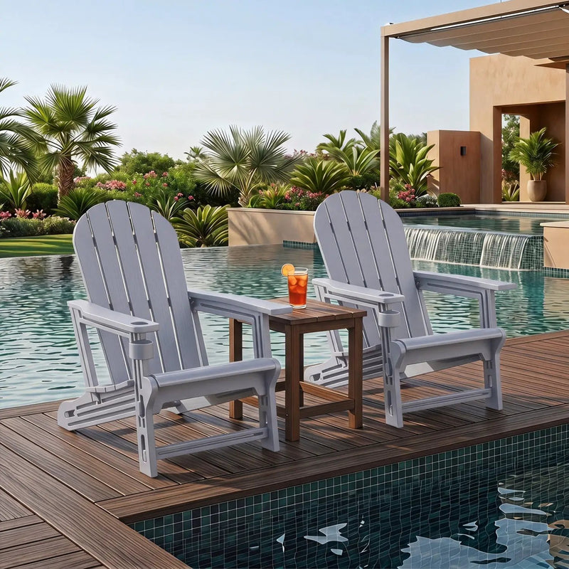 HDPE Adirondack Chairs Set of 2 with Cup Holders by DirectDeals