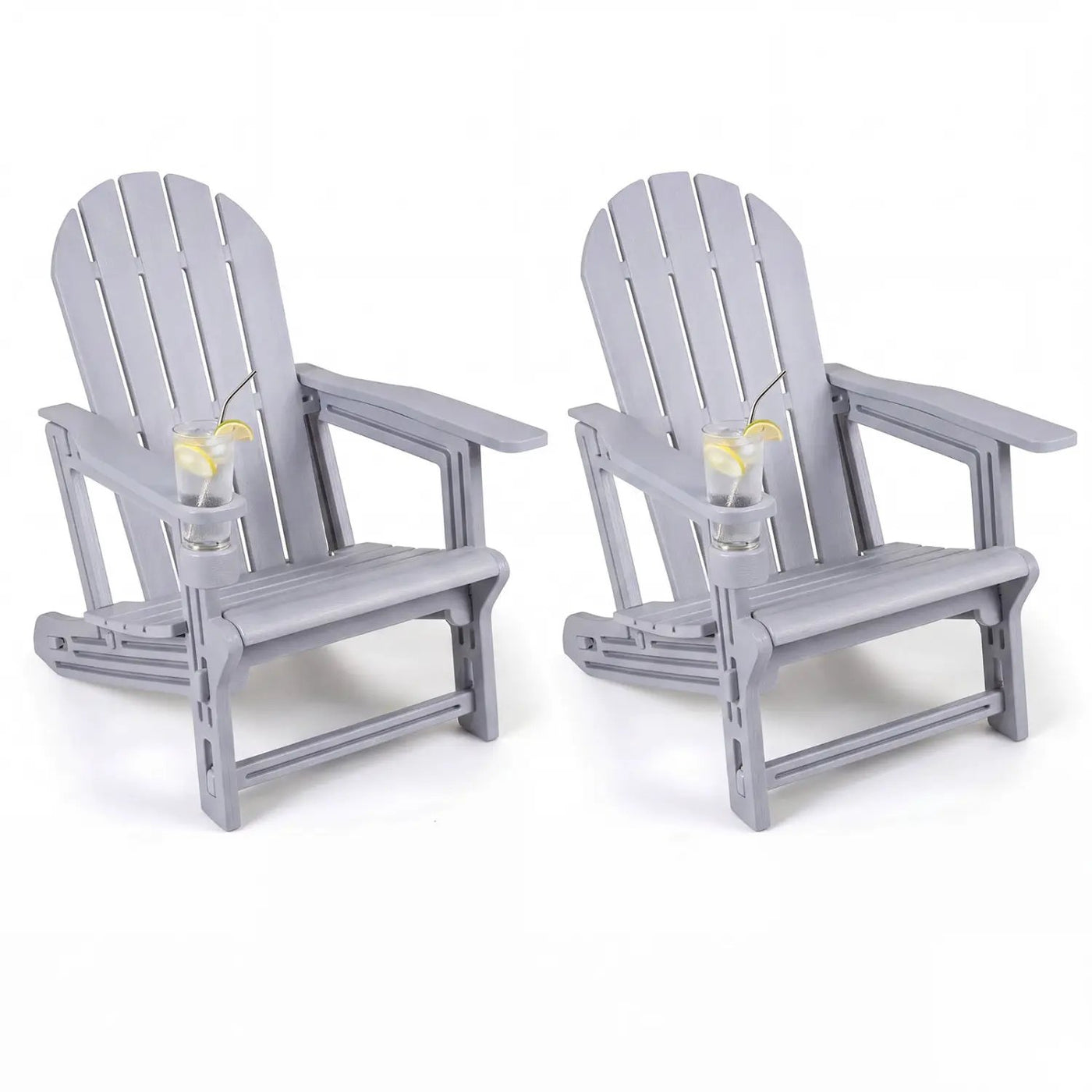 HDPE Adirondack Chairs Set of 2 with Cup Holders by DirectDeals
