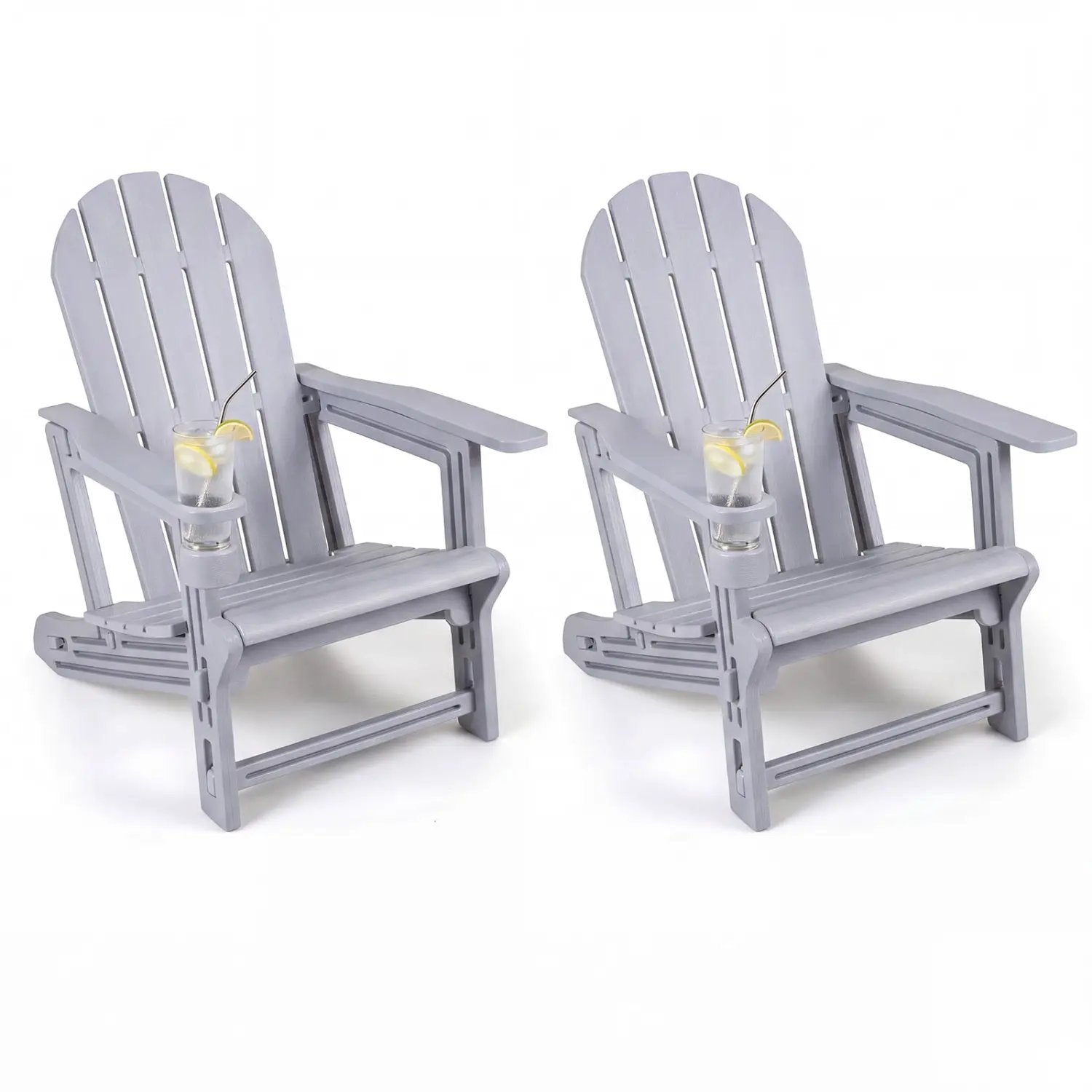 HDPE Adirondack Chairs Set of 2 with Cup Holders by DirectDeals