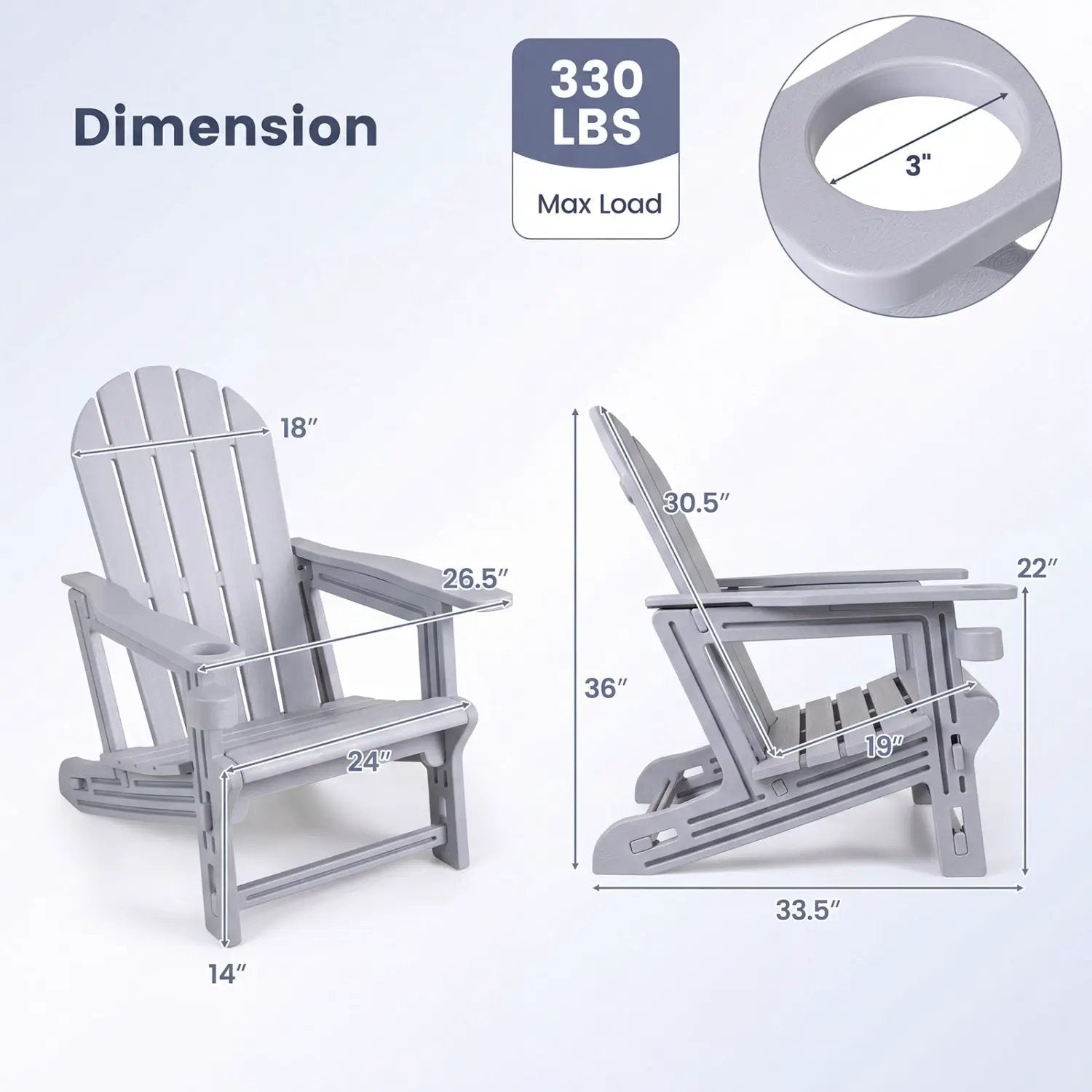 HDPE Adirondack Chairs Set of 2 with Cup Holders by DirectDeals
