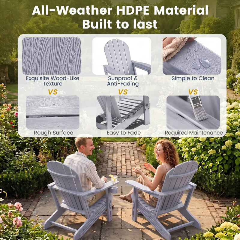 HDPE Adirondack Chairs Set of 2 with Cup Holders by DirectDeals