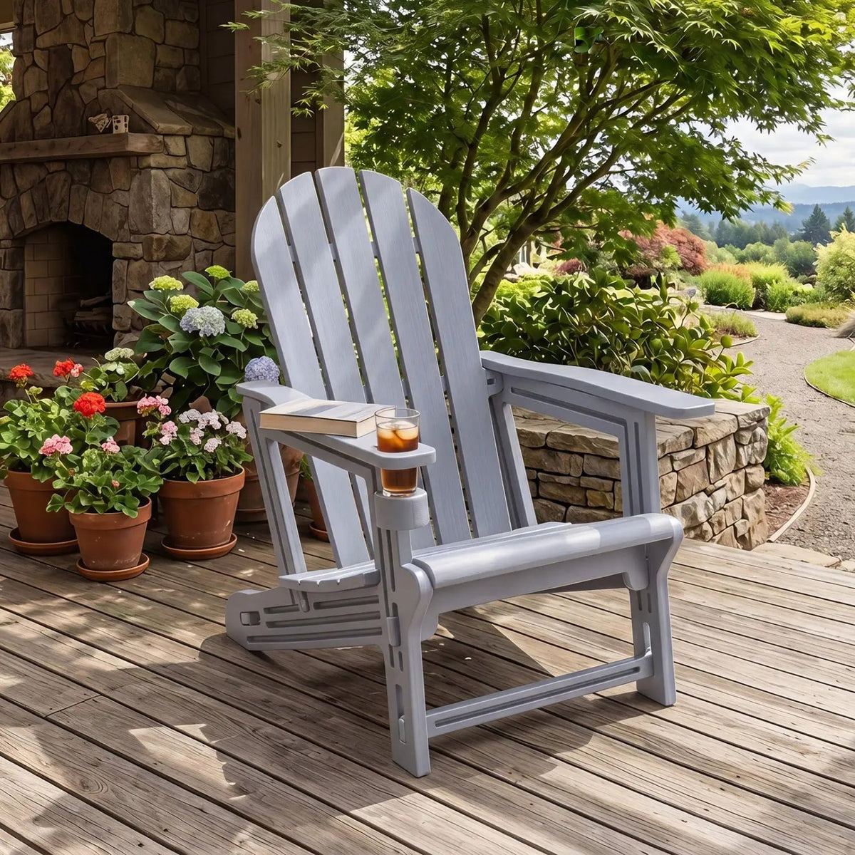 HDPE Adirondack Chairs Set of 2 with Cup Holders by DirectDeals