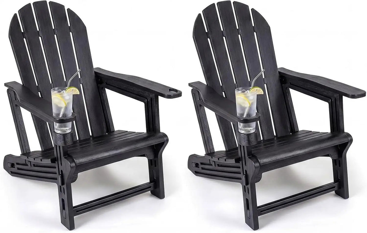 HDPE Adirondack Chairs Set of 2 with Cup Holders by DirectDeals