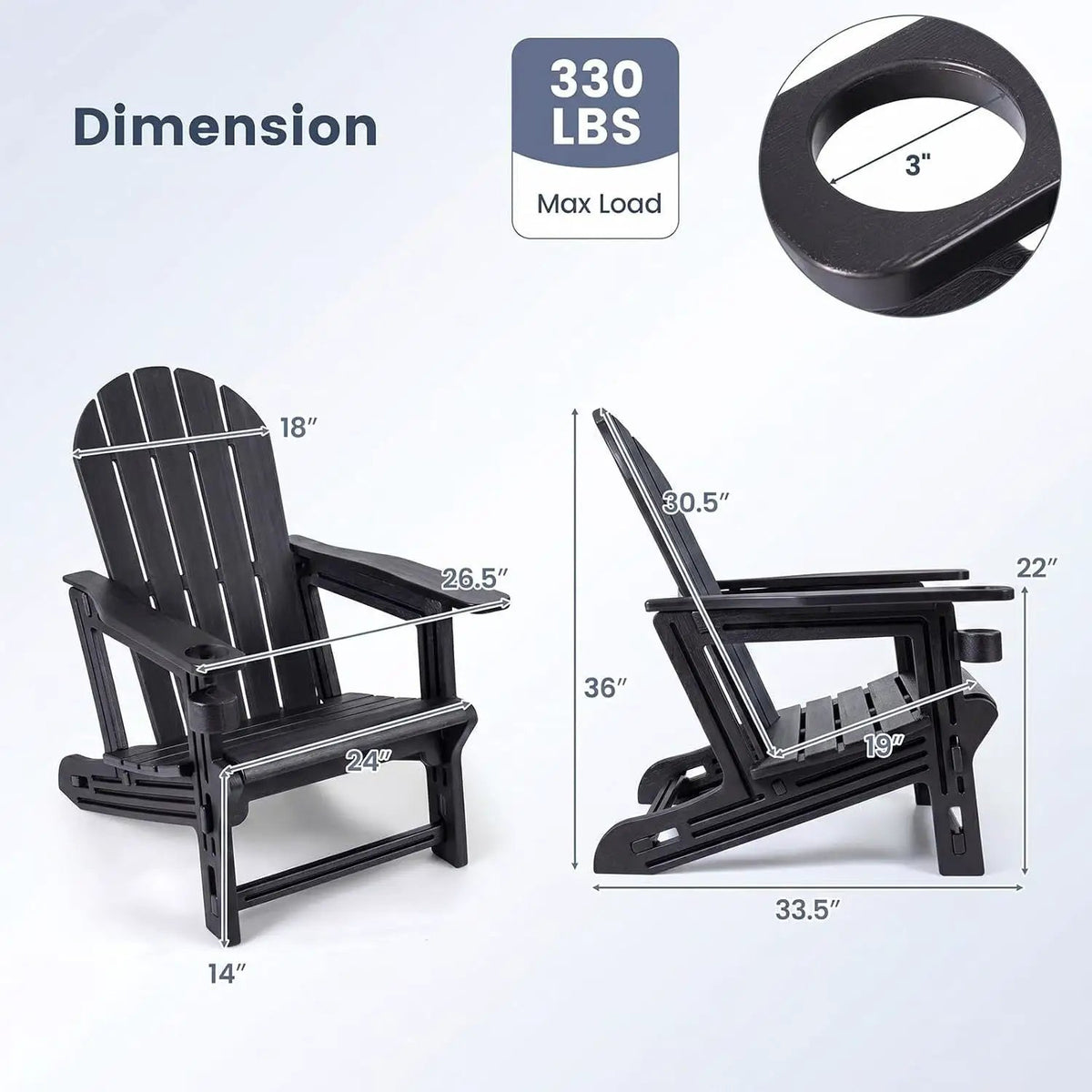 HDPE Adirondack Chairs Set of 2 with Cup Holders by DirectDeals
