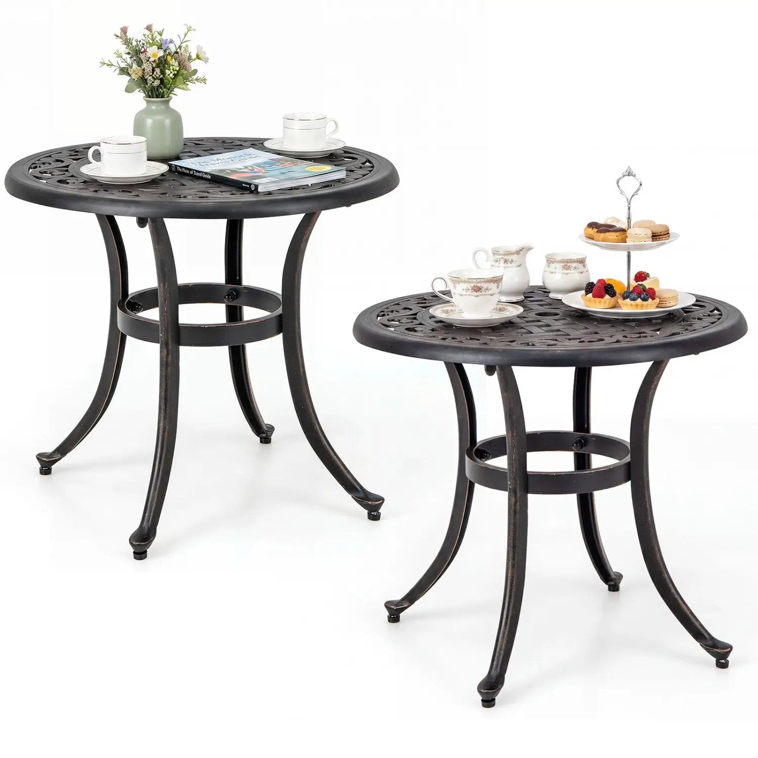 Aluminum Patio Side Tables Set of 2 with Adjustable Feet by DirectDeals