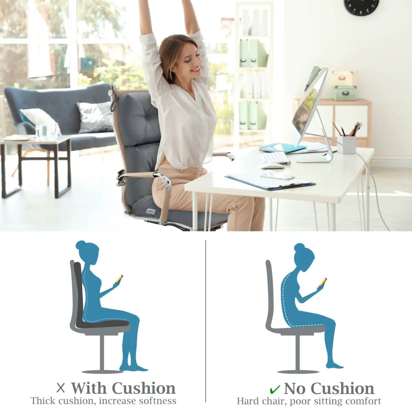 High Back Chair Cushion Set with Adjustable Height (2-Pack) by DirectDeals