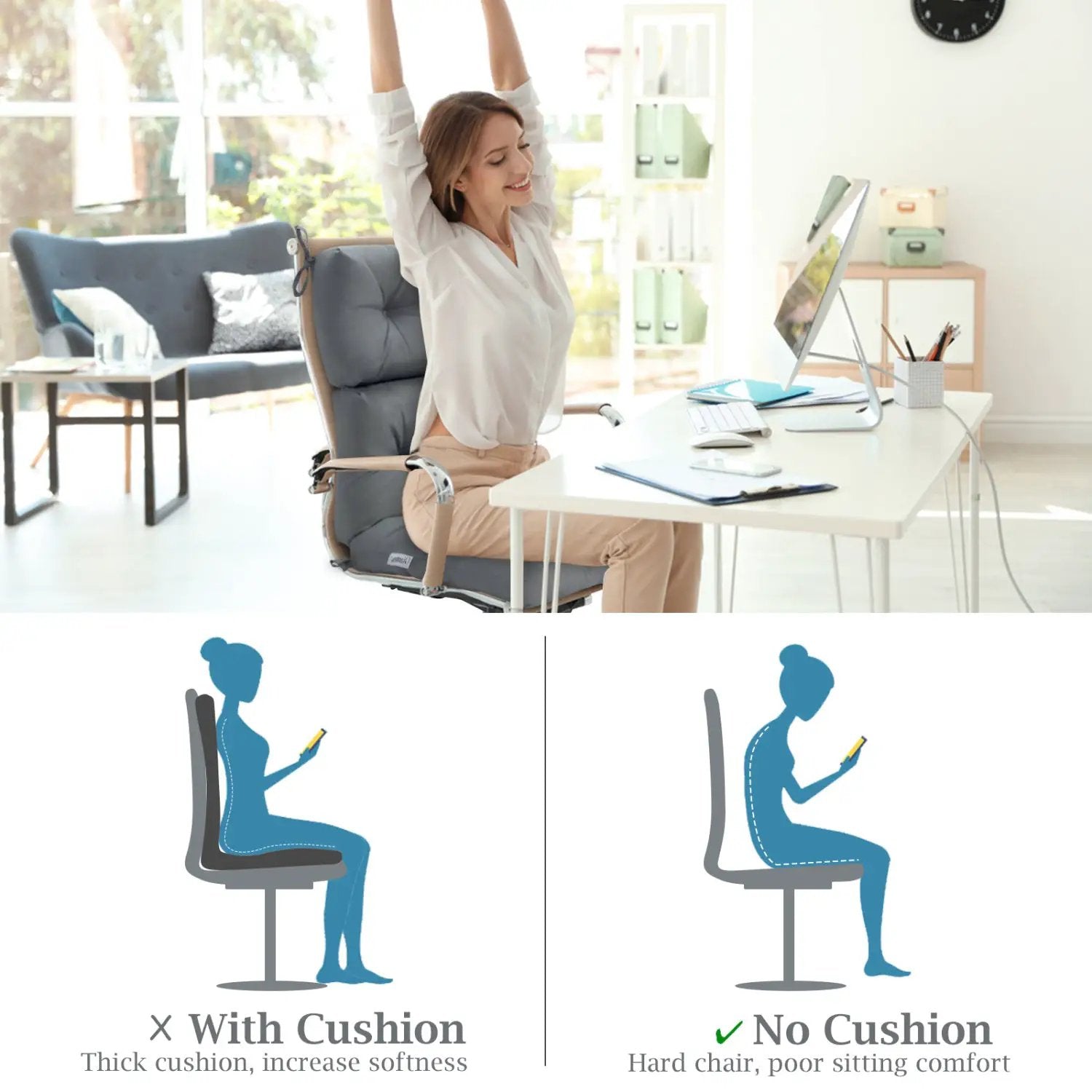 High Back Chair Cushion Set with Adjustable Height (2-Pack) by DirectDeals