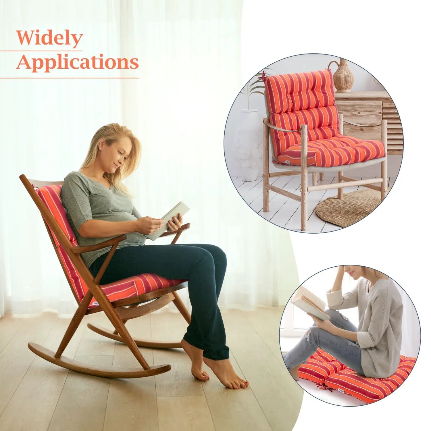High Back Chair Cushion Set with Adjustable Height (2-Pack) by DirectDeals