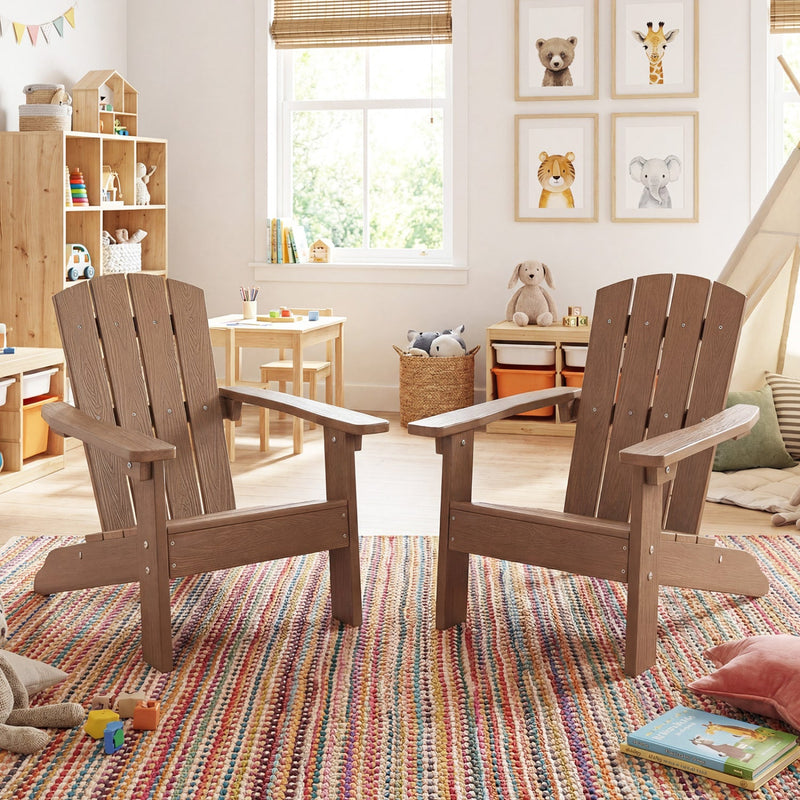 Set of 2 Kid's Adirondack Chair with with High Backrest and Armrests by DirectDeals