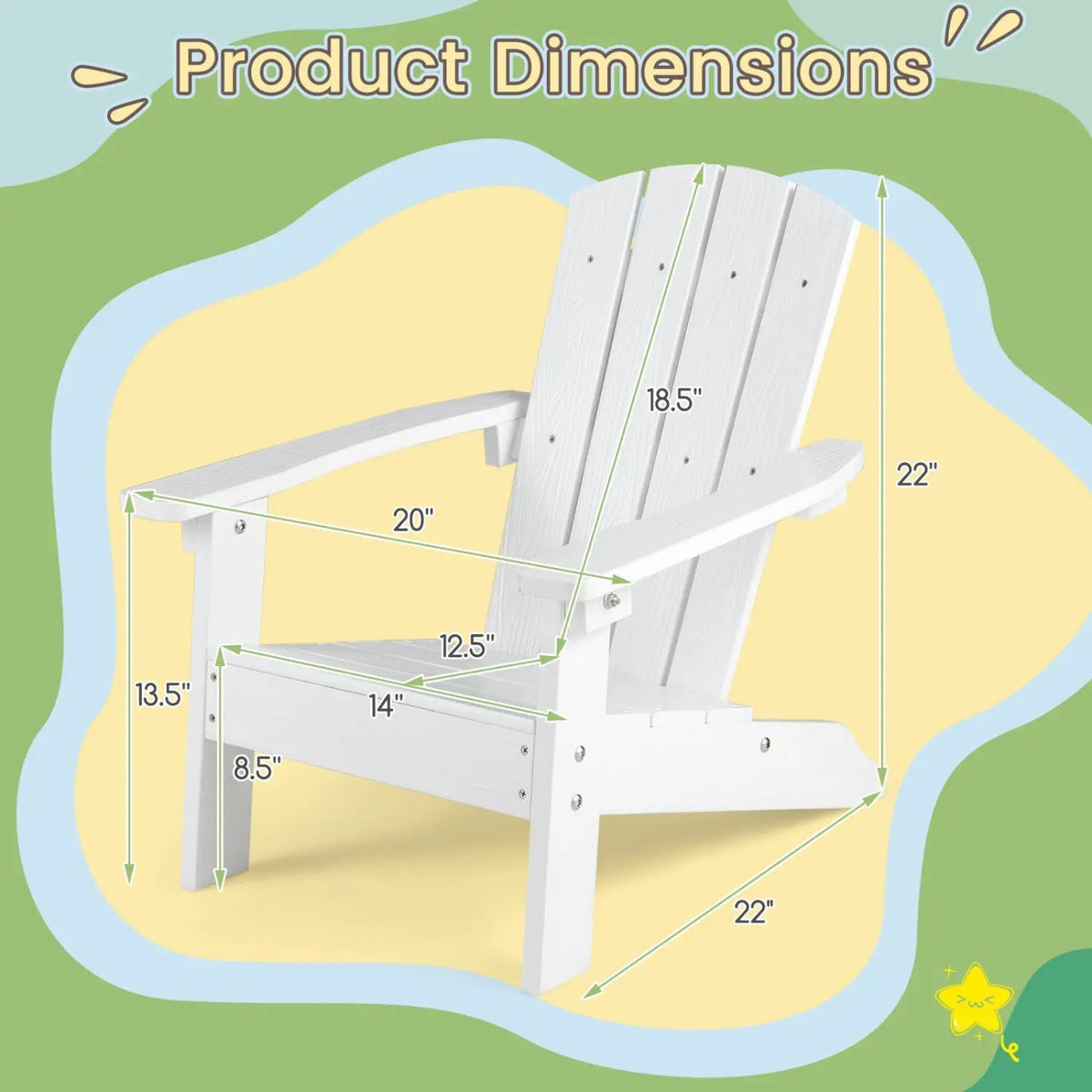 Set of 2 Kid's Adirondack Chair with with High Backrest and Armrests by DirectDeals