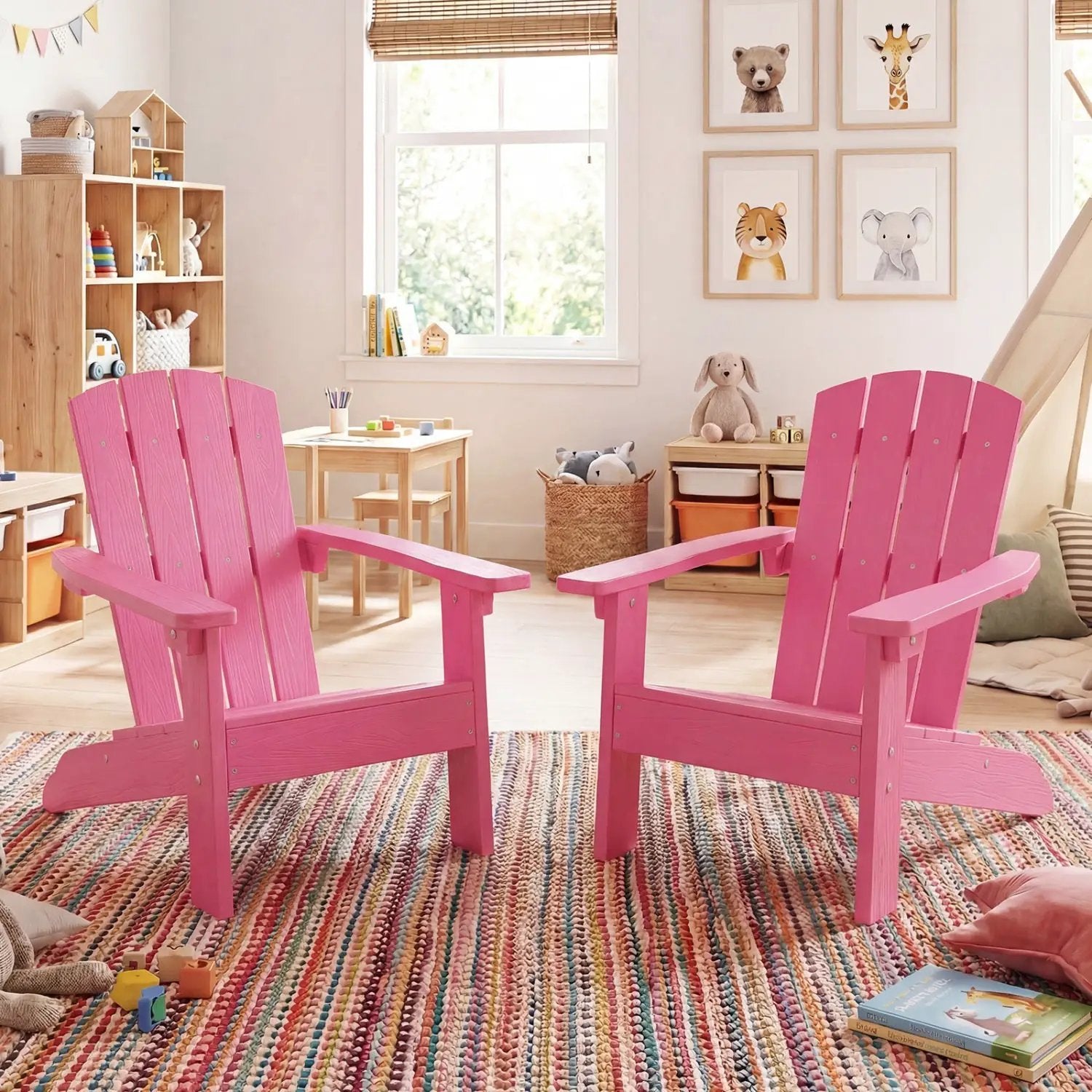Set of 2 Kid's Adirondack Chair with with High Backrest and Armrests by DirectDeals