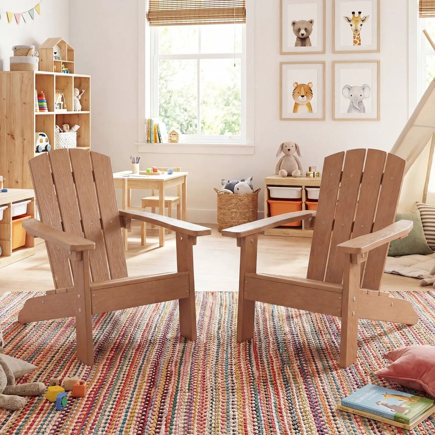 Set of 2 Kid's Adirondack Chair with with High Backrest and Armrests by DirectDeals