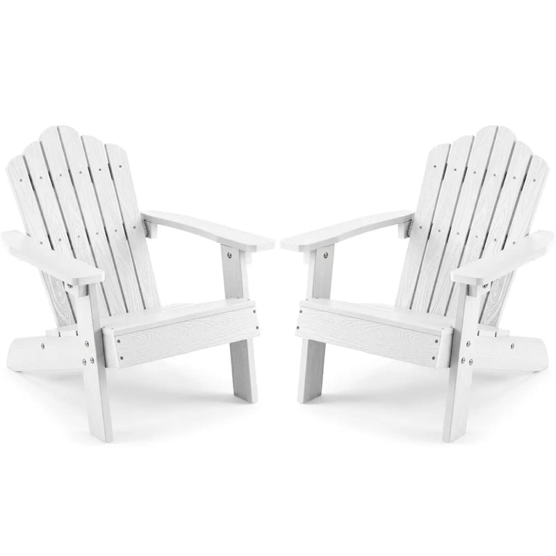 Set of 2 Kids Adirondack Chairs All-weather Outdoor Chairs for Children with Tilted High Backrest by DirectDeals