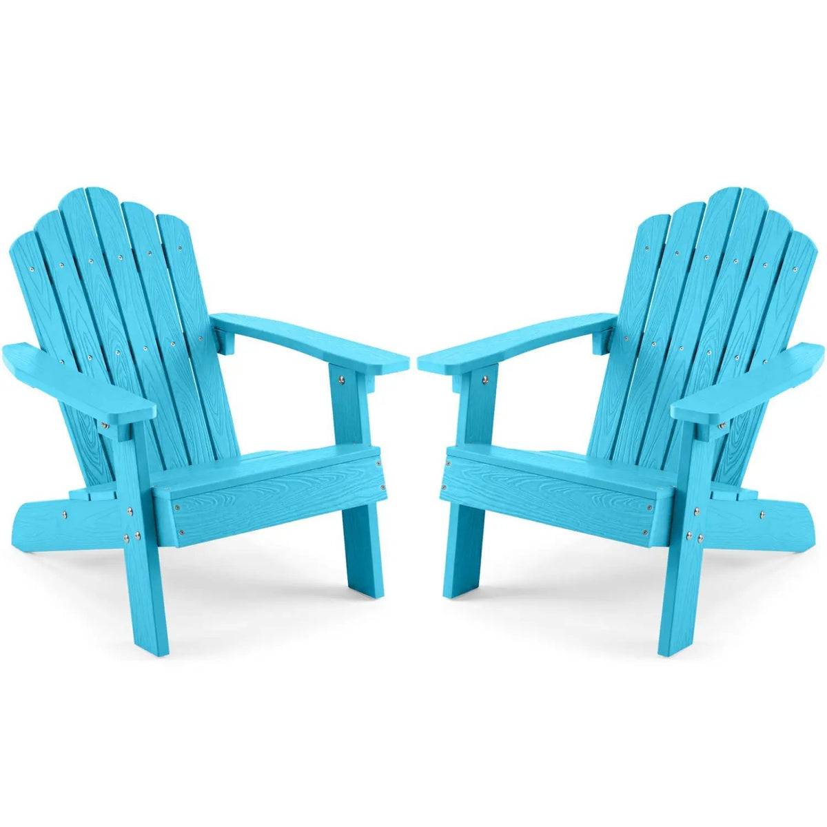 Set of 2 Kids Adirondack Chairs All-weather Outdoor Chairs for Children with Tilted High Backrest by DirectDeals