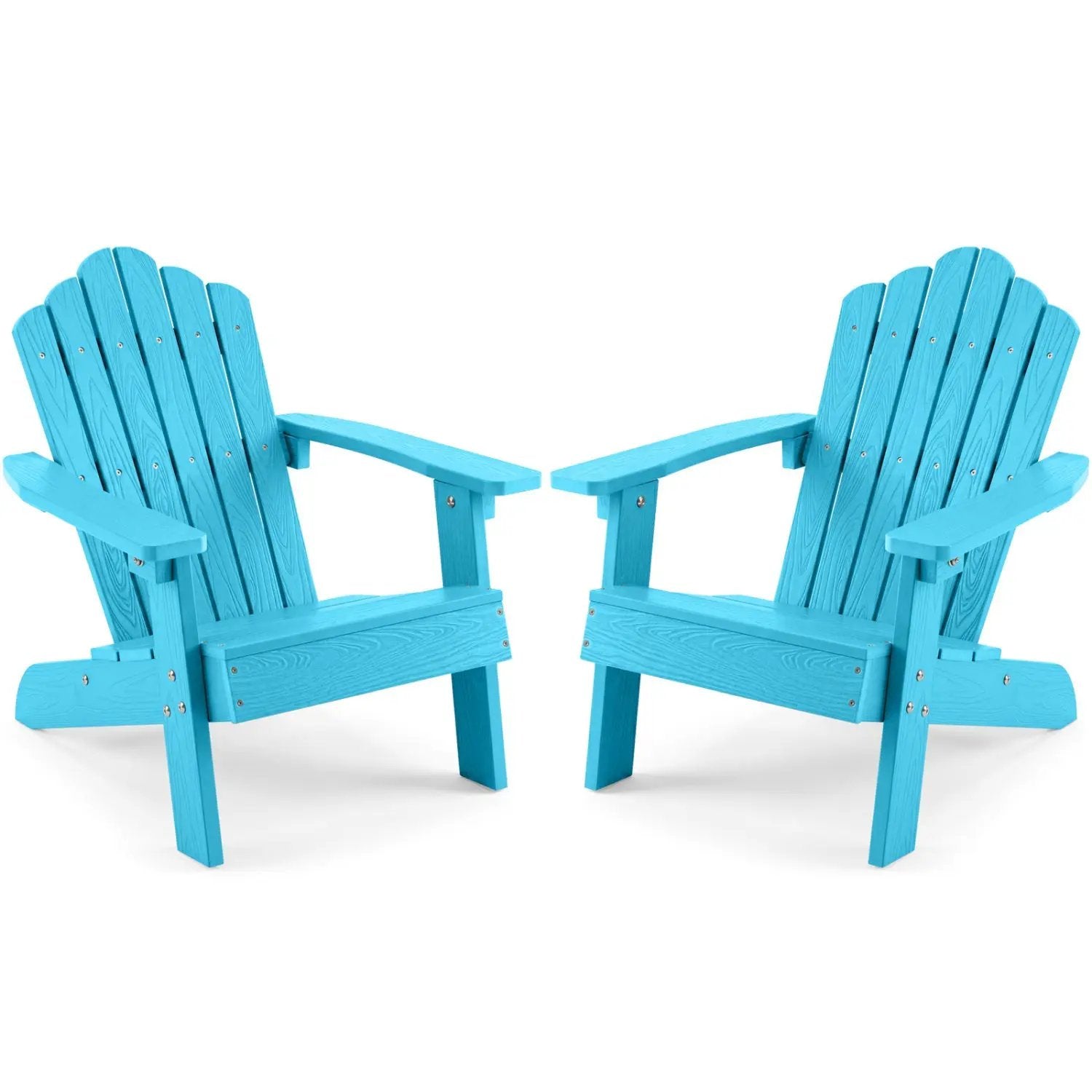 Set of 2 Kids Adirondack Chairs All-weather Outdoor Chairs for Children with Tilted High Backrest by DirectDeals