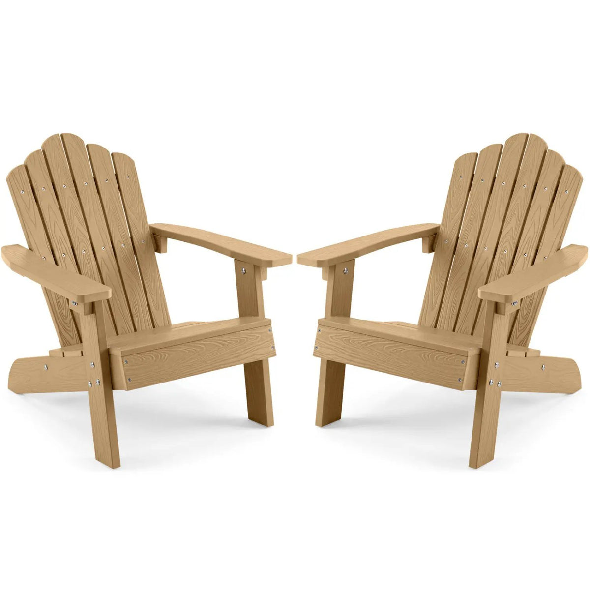 Set of 2 Kids Adirondack Chairs All-weather Outdoor Chairs for Children with Tilted High Backrest by DirectDeals