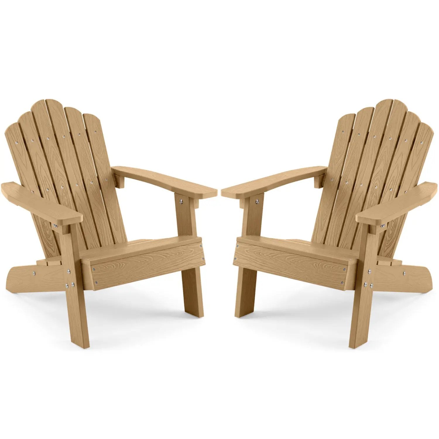 Set of 2 Kids Adirondack Chairs All-weather Outdoor Chairs for Children with Tilted High Backrest by DirectDeals