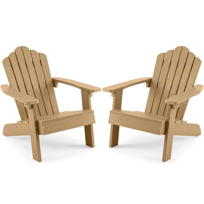 Set of 2 Kids Adirondack Chairs All-weather Outdoor Chairs for Children with Tilted High Backrest by DirectDeals