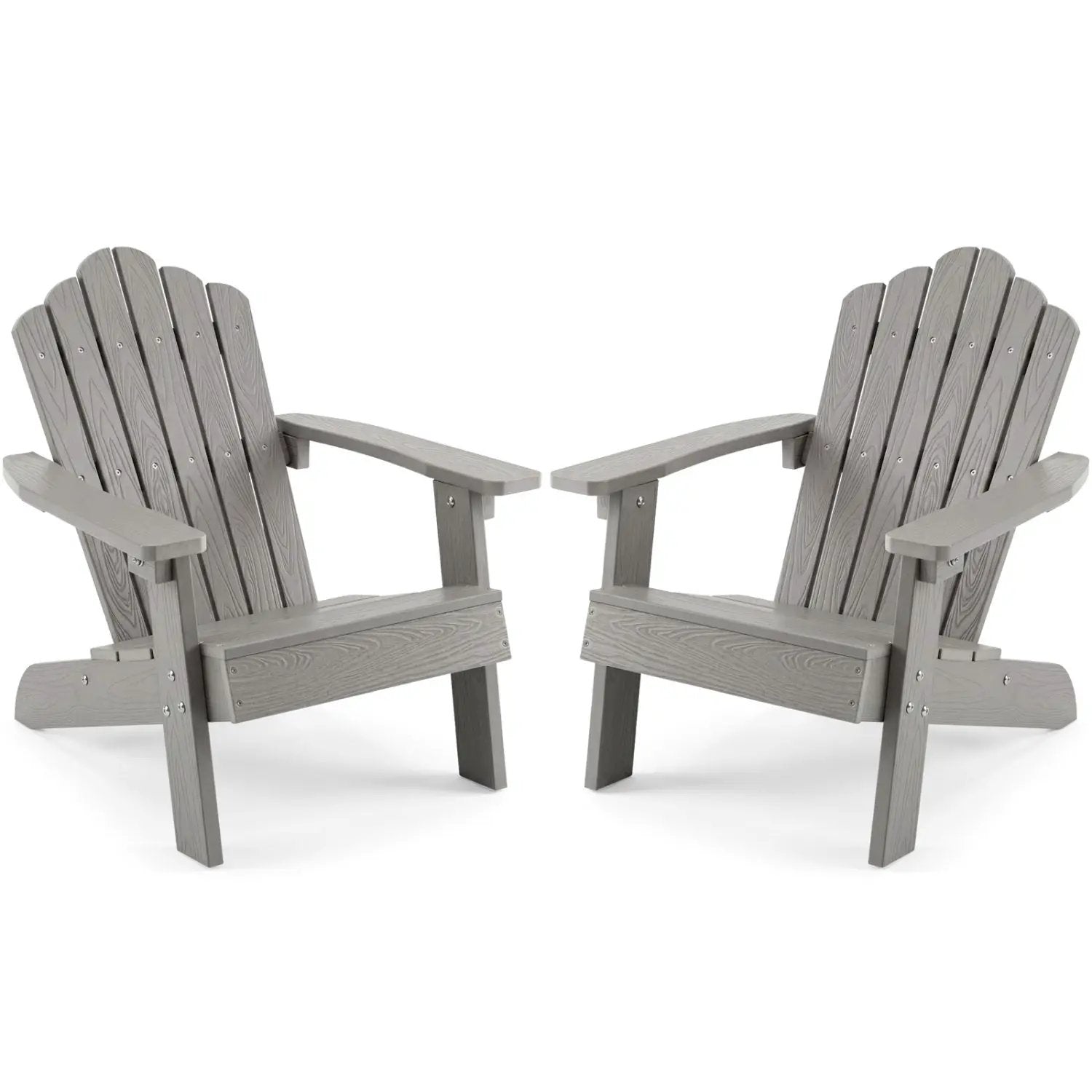 Set of 2 Kids Adirondack Chairs All-weather Outdoor Chairs for Children with Tilted High Backrest by DirectDeals