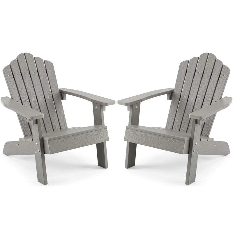 Set of 2 Kids Adirondack Chairs All-weather Outdoor Chairs for Children with Tilted High Backrest by DirectDeals